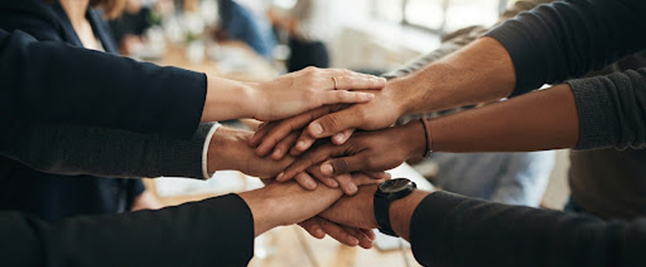 Teamwork and solidarity - joined hands